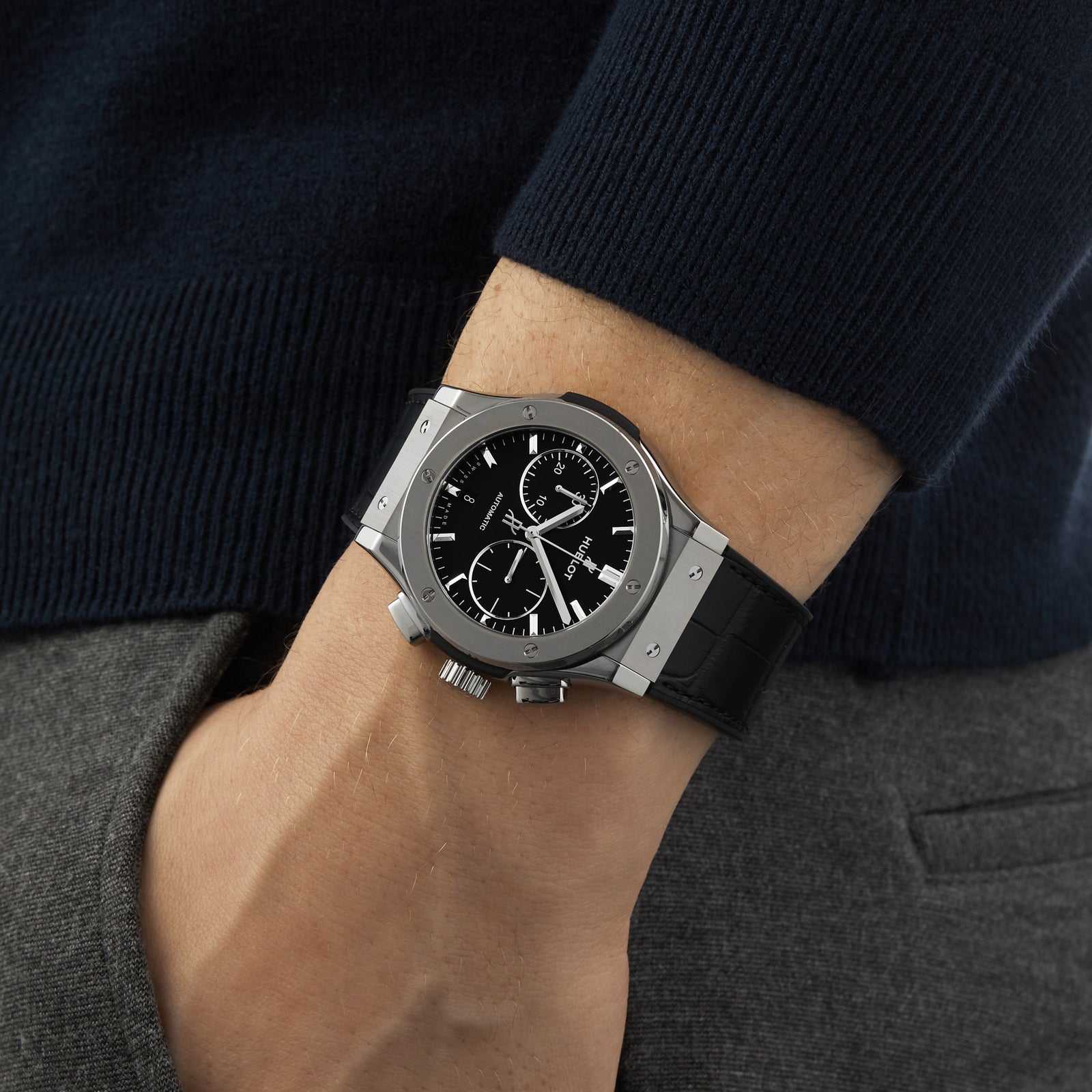Classic Fusion Chronograph Titanium — Black Dial, Titanium, Alligator Leather