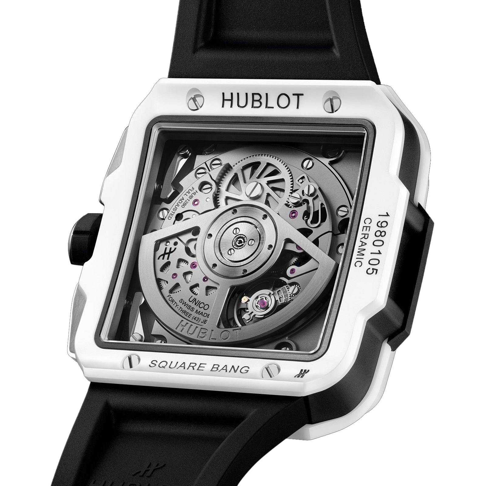 Square Bang Unico White Ceramic — Grey Dial