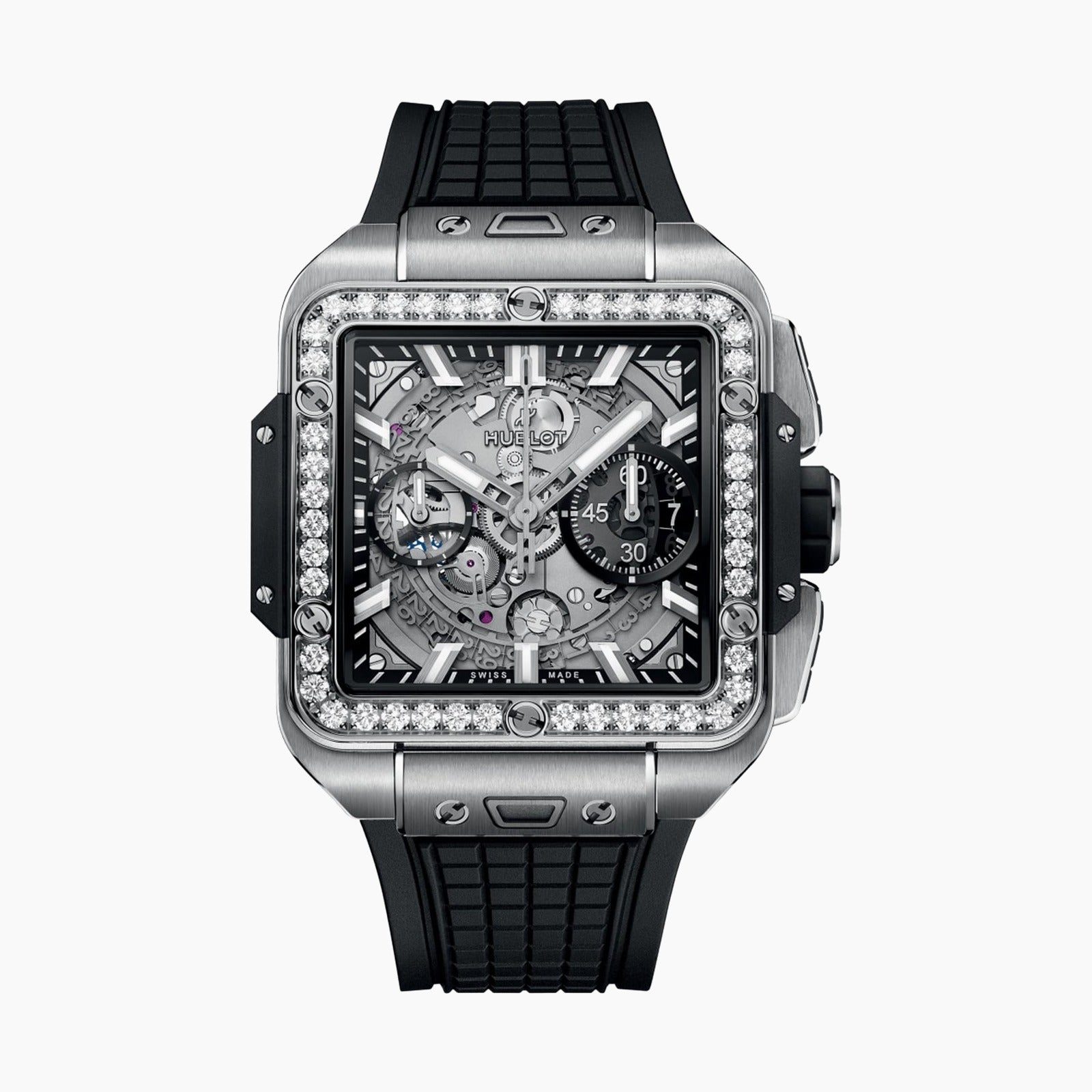 Square Bang Unico Titanium Diamonds — Grey Dial