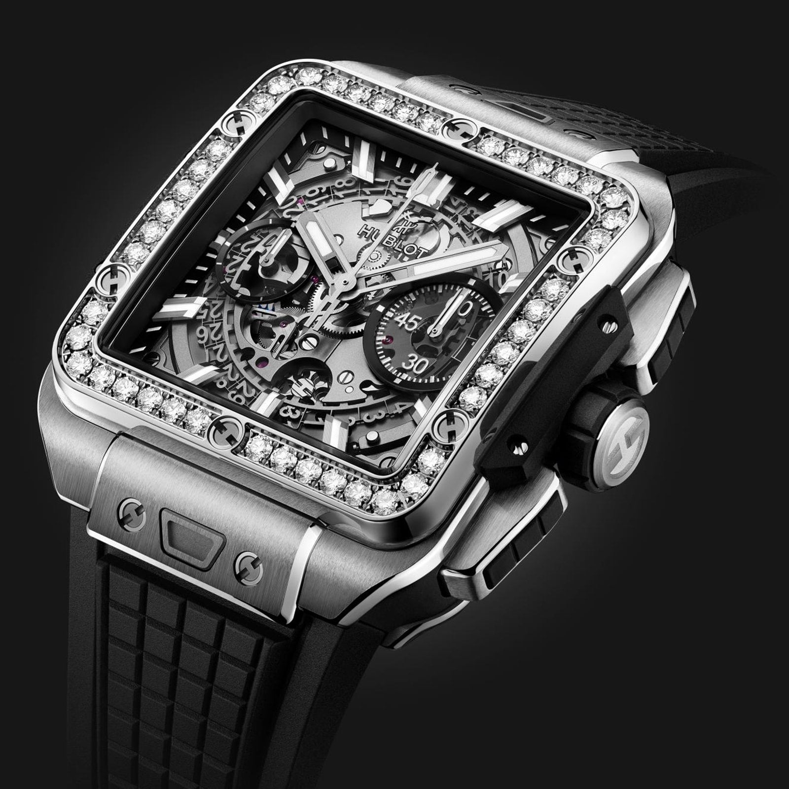 Square Bang Unico Titanium Diamonds — Grey Dial
