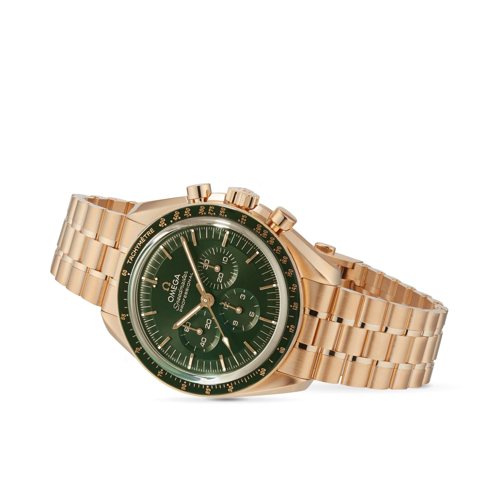 Speedmaster Moonwatch Professional — Green Dial, 18K Yellow Gold