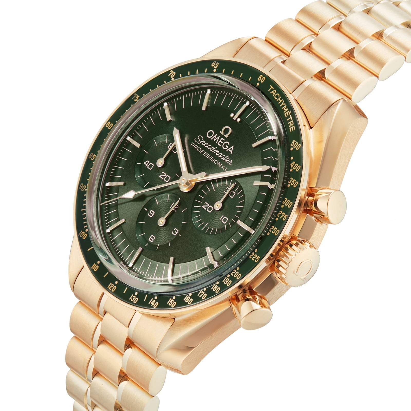 Speedmaster Moonwatch Professional — Green Dial, 18K Yellow Gold