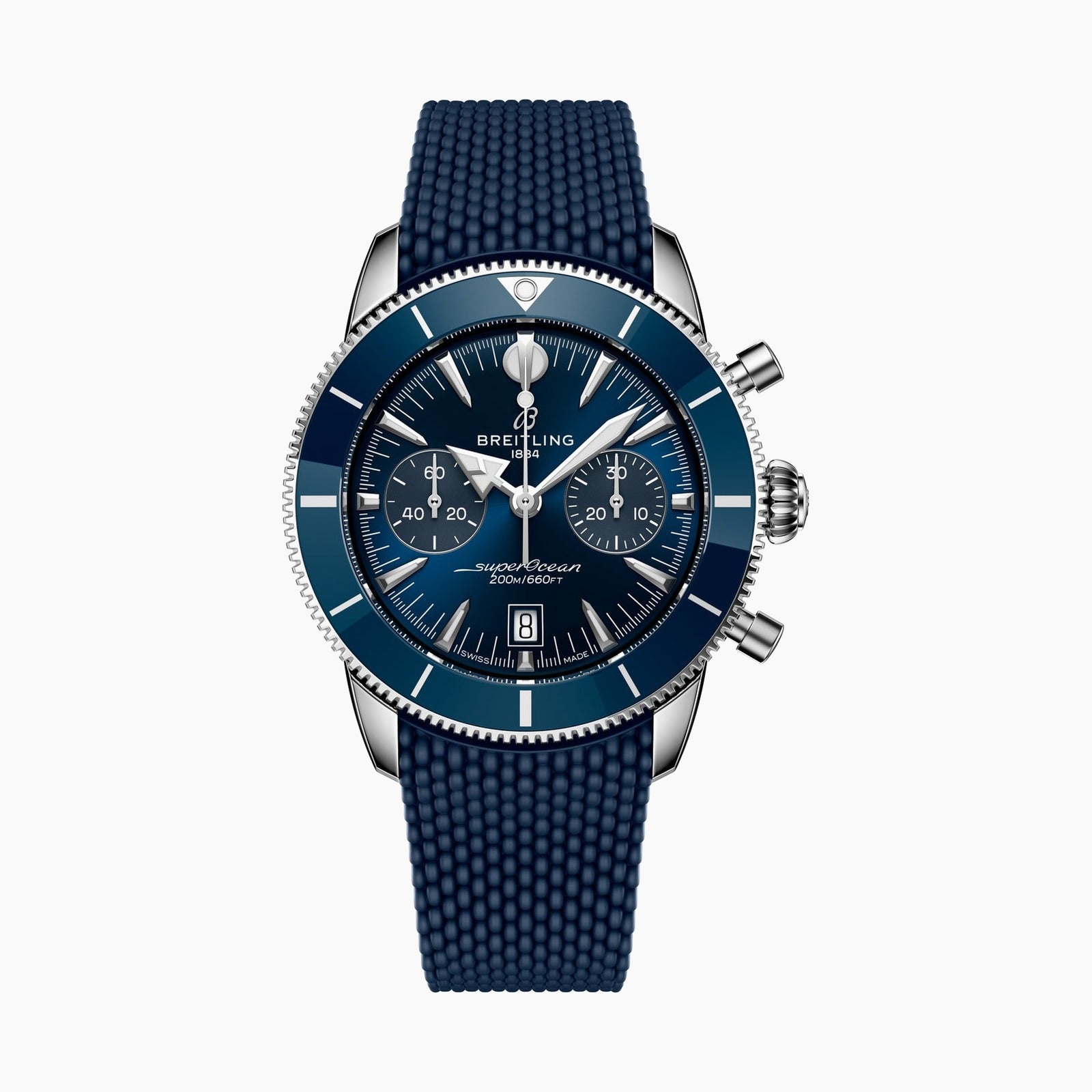 Superocean Heritage B01 Chronograph 42 — Blue Dial, Rubber