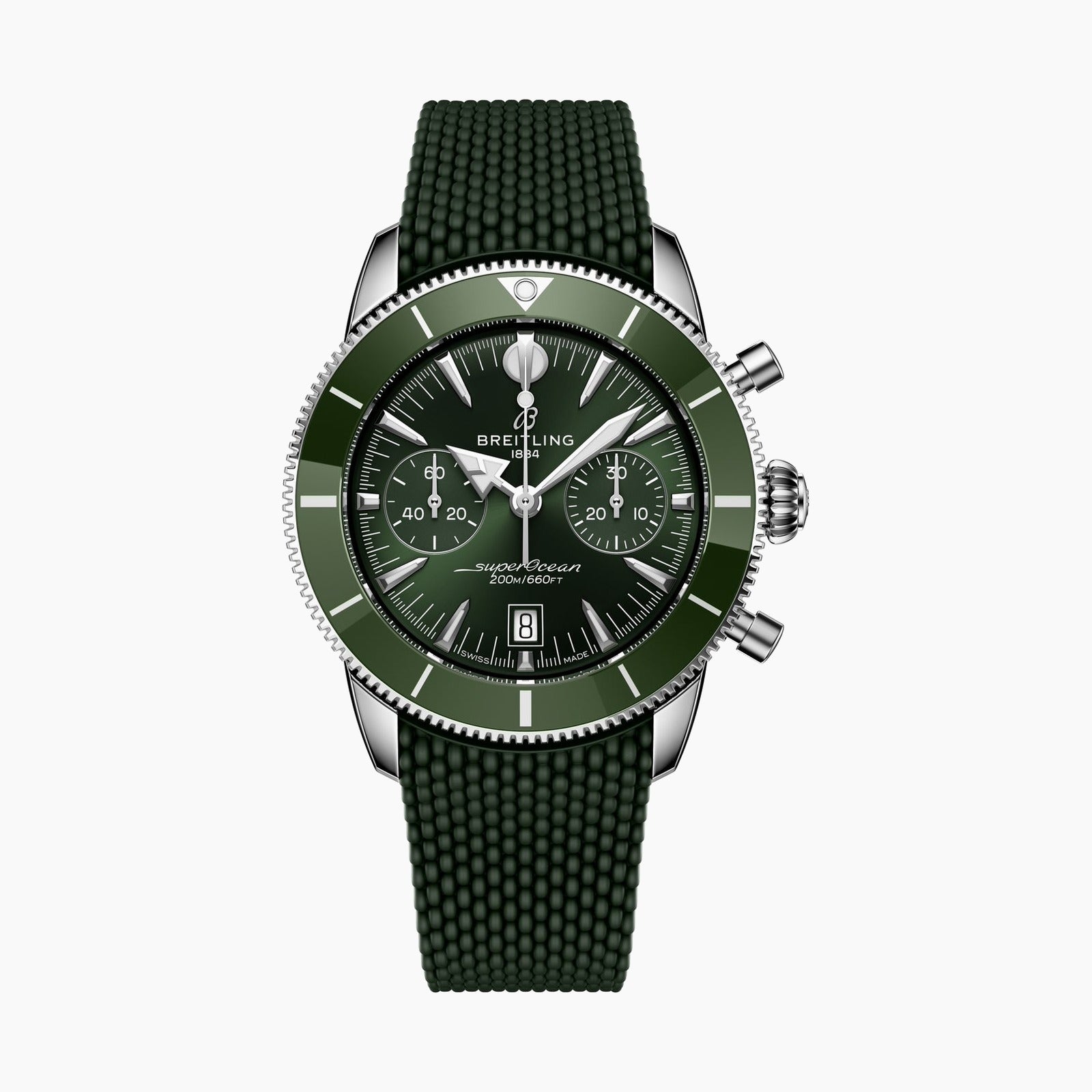 Superocean Heritage B01 Chronograph 42 — Green Dial, Rubber