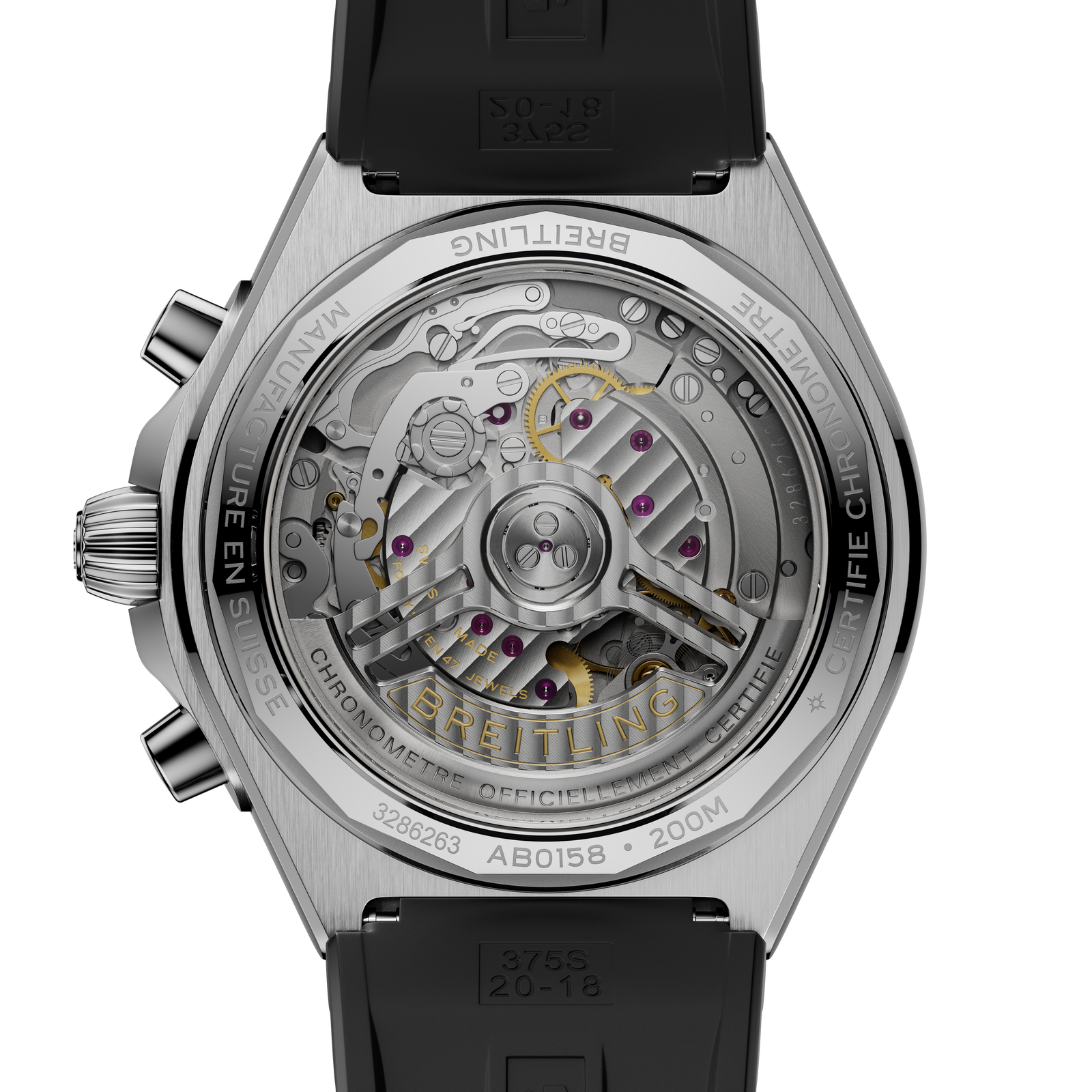 Chronomat B01 42 — White Dial, Black Strap