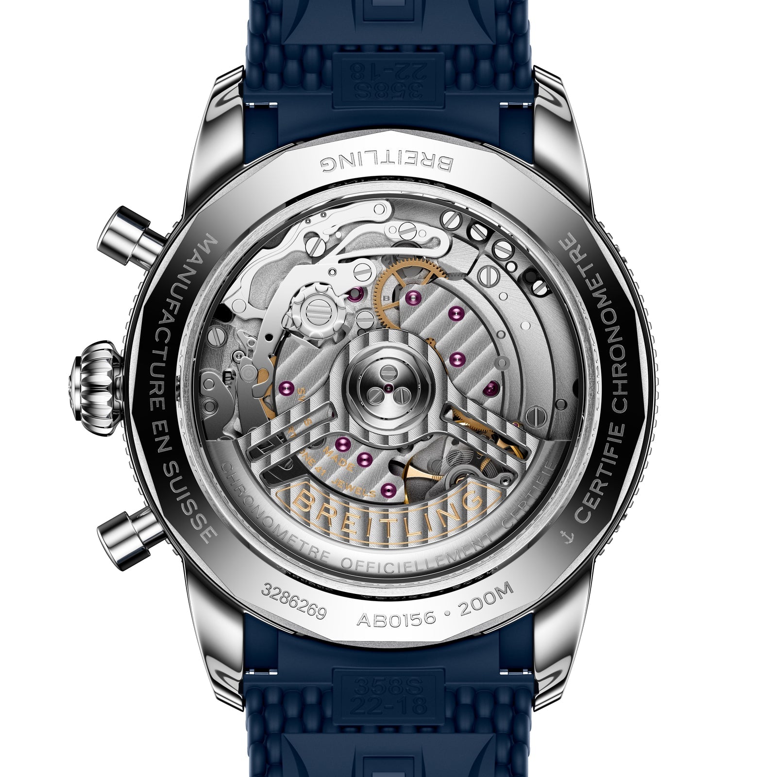 Superocean Heritage B01 Chronograph 42 — Blue Dial, Rubber