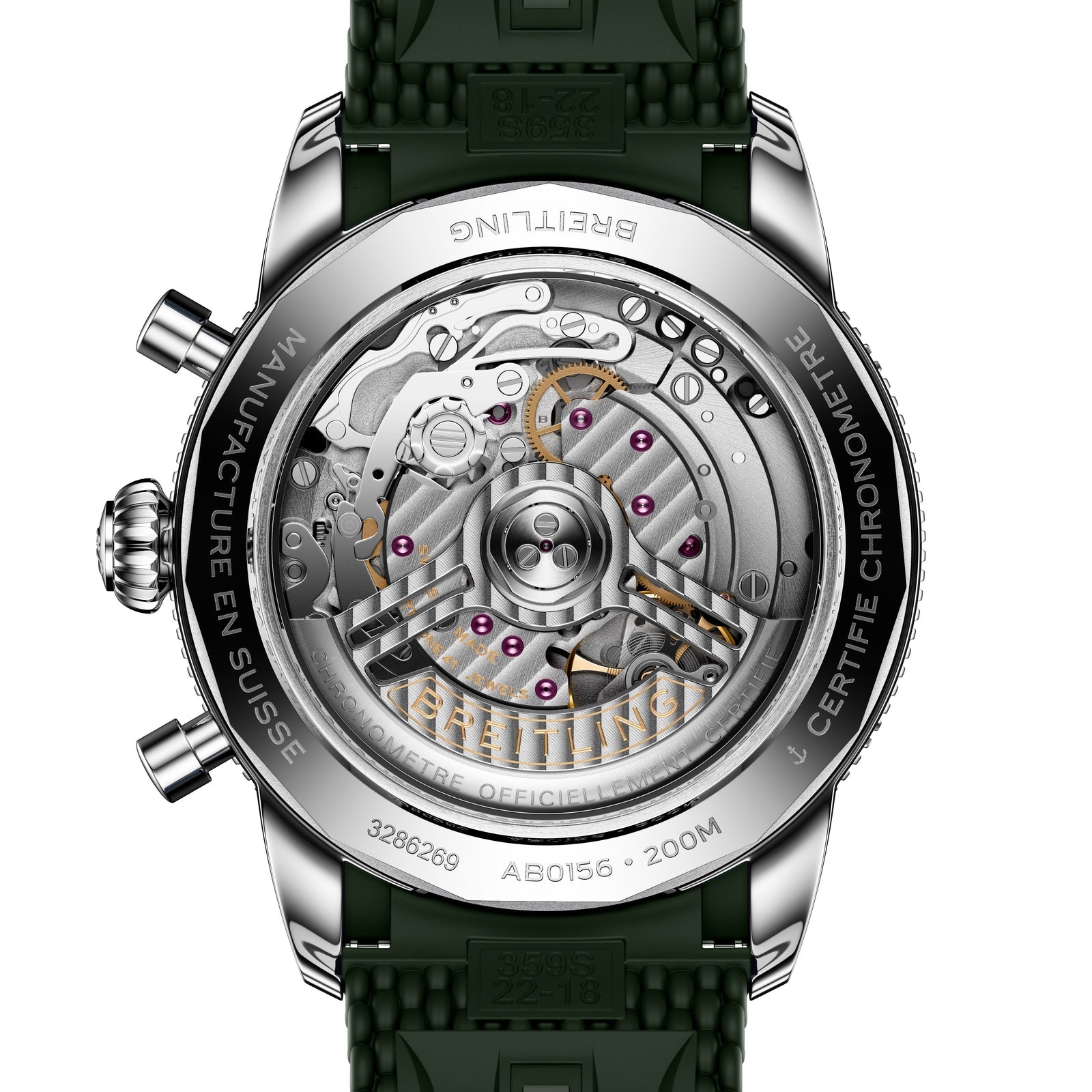 Superocean Heritage B01 Chronograph 42 — Green Dial, Rubber