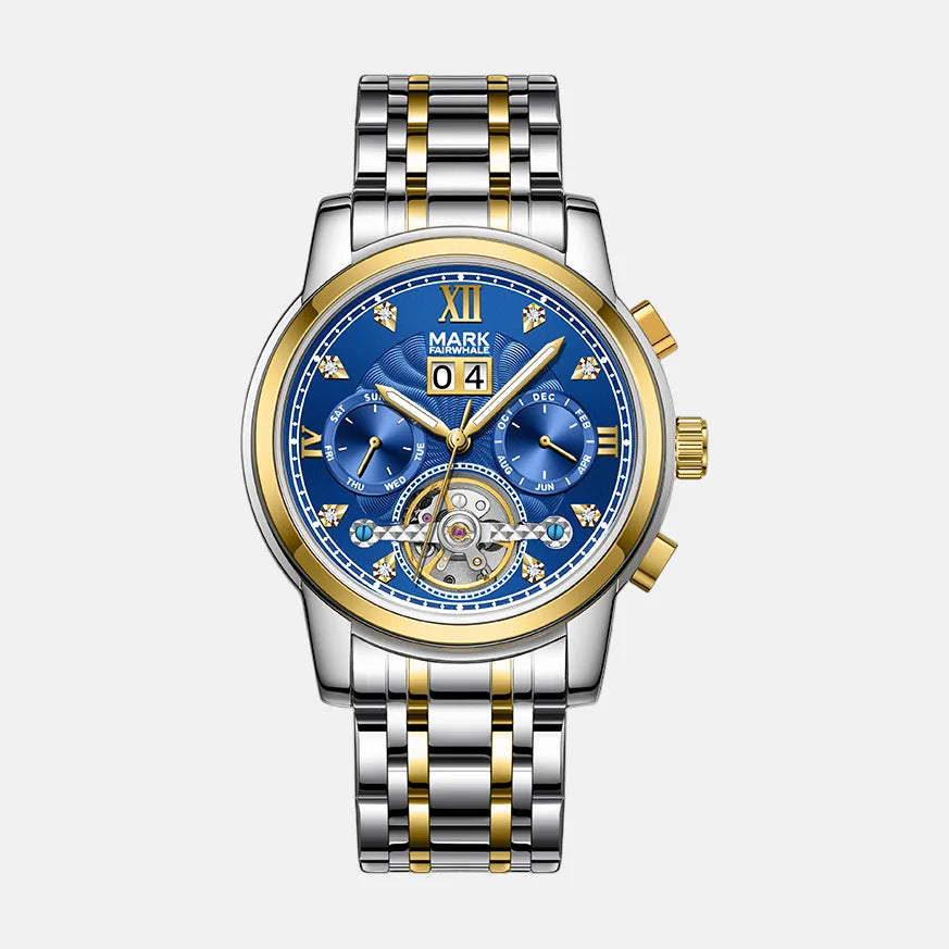 Kron Acton automatic watch blue and gold dial
