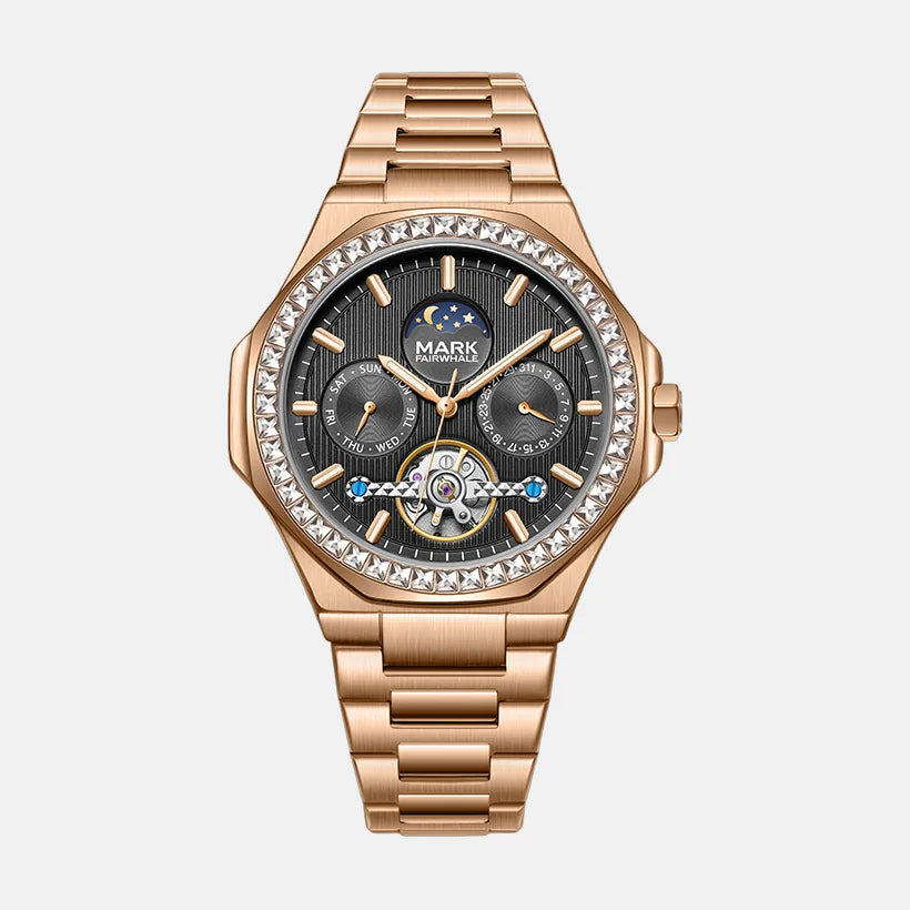 Kron Balin automatic watch black and gold dial