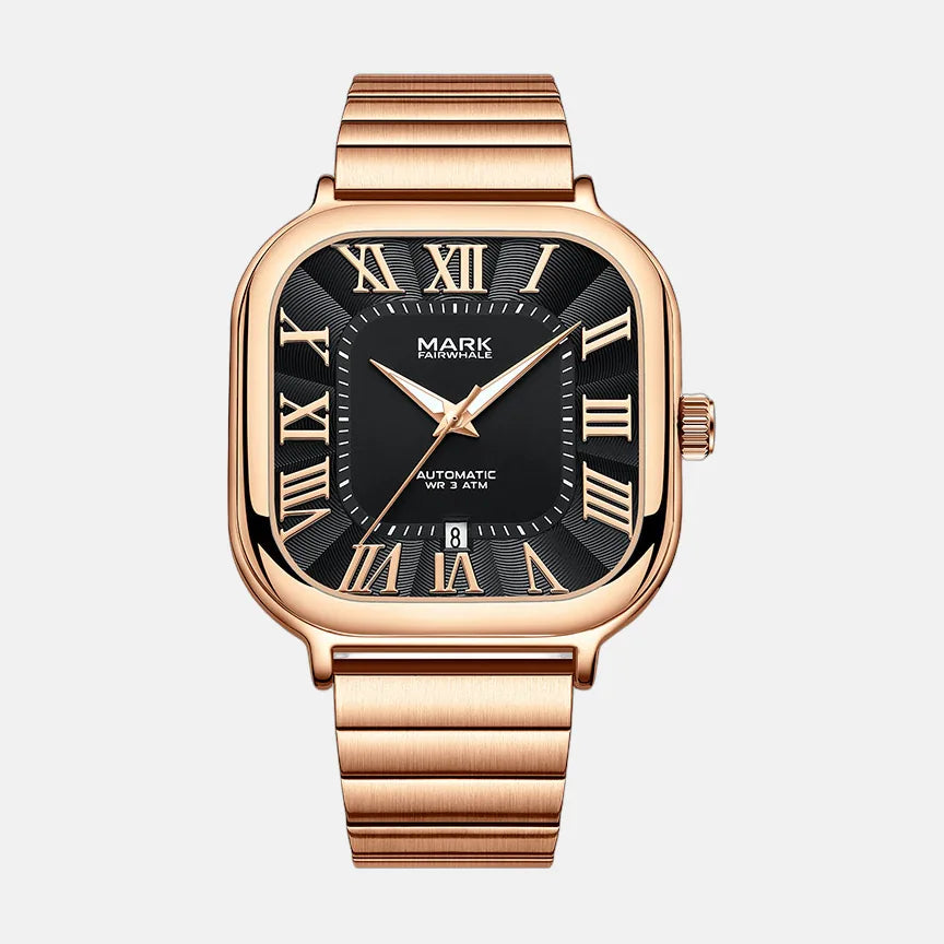 Kron Bors automatic watch black and rose-gold dial