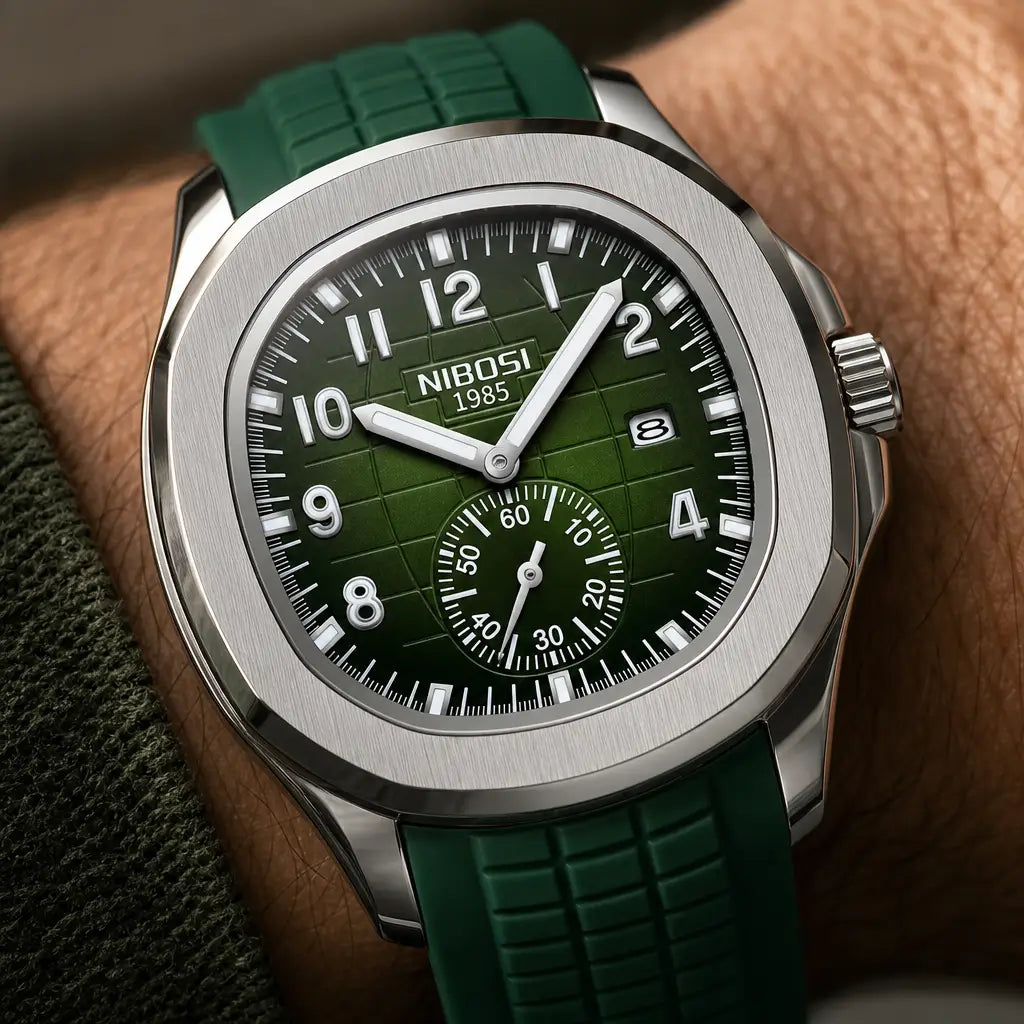 Kron Riviera Sport — Silver Emerald — dial macro