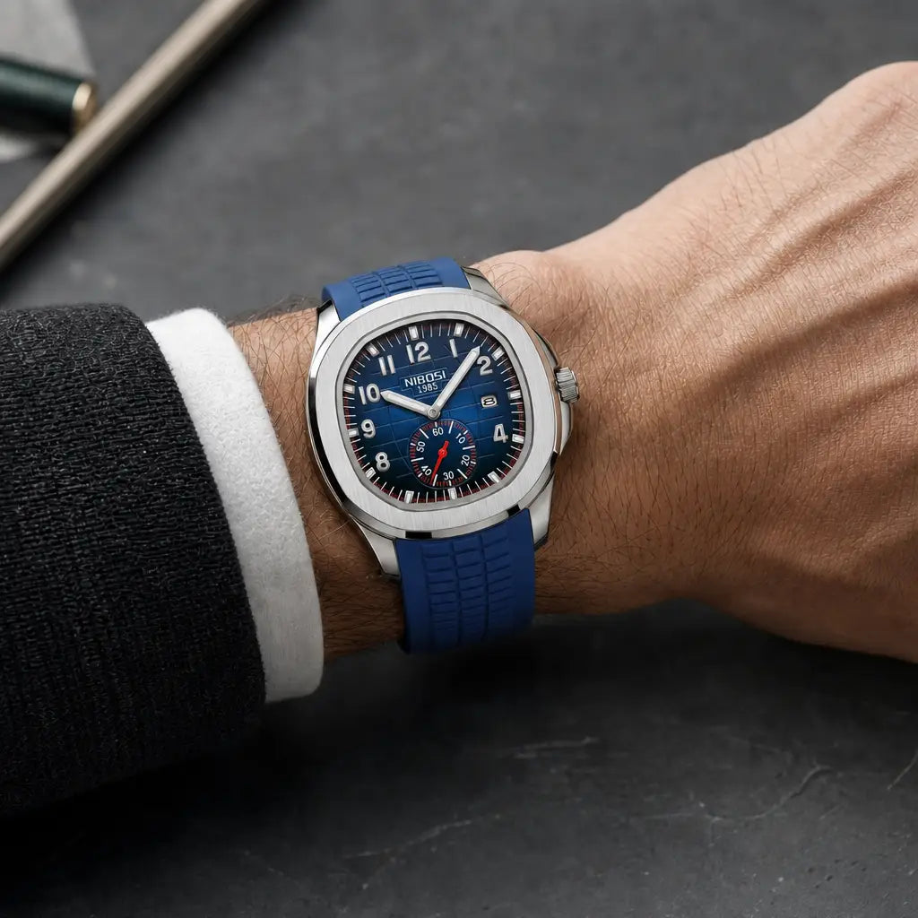 Kron Riviera Sport — Azure — wrist editorial