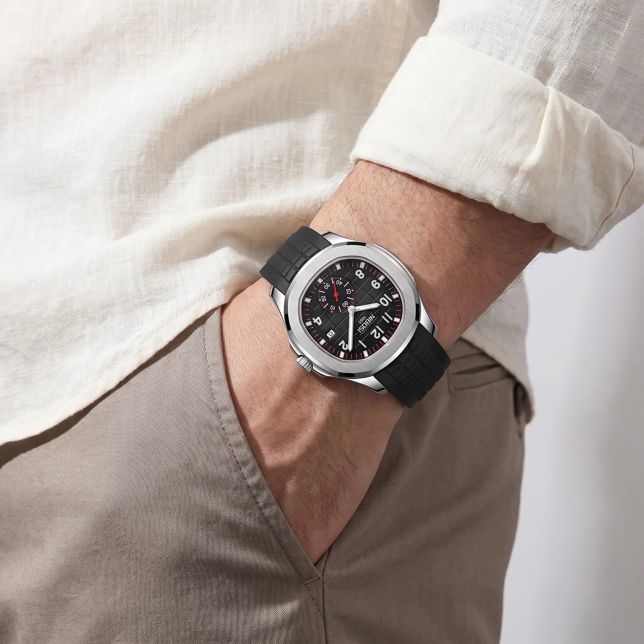 Kron Riviera Sport — Midnight — hand in pocket