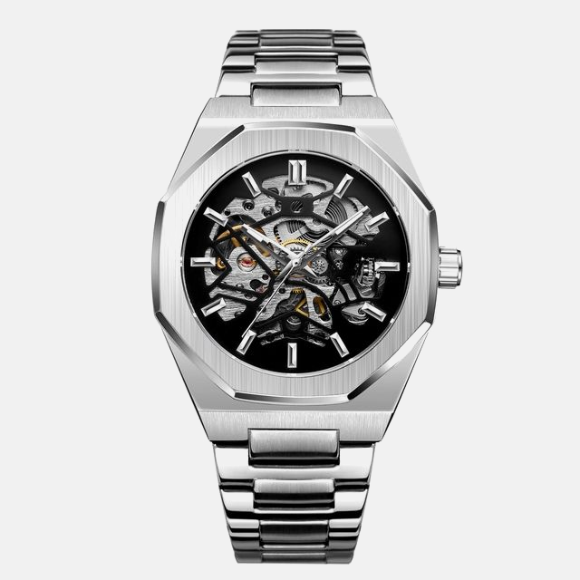 Kron Path men's skeleton automatic watch — Iron, steel bracelet