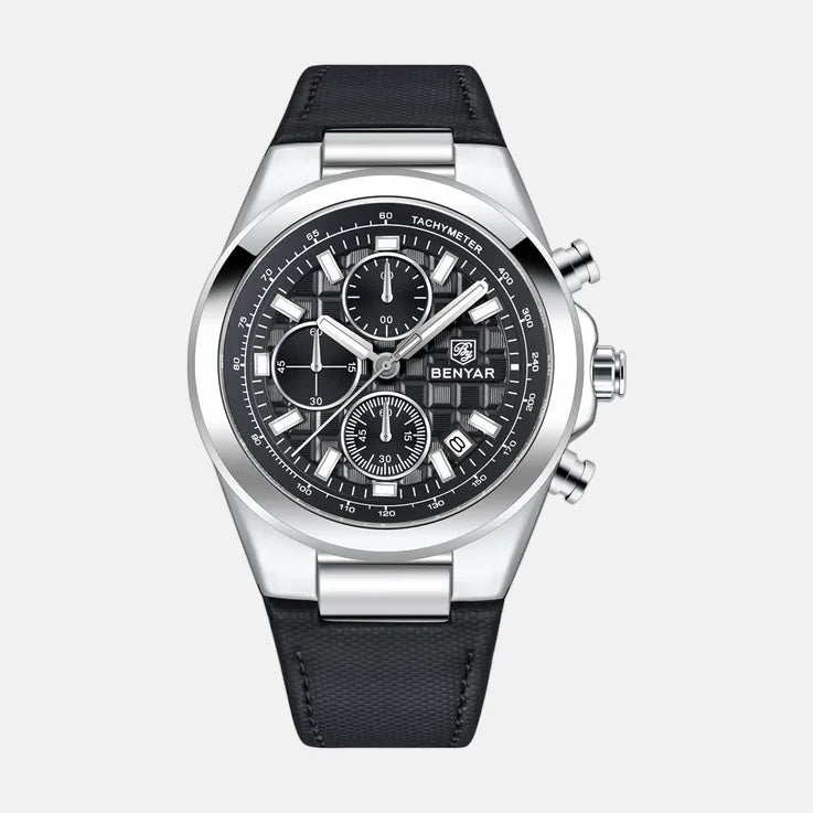 Kron Kennington quartz chronograph watch black dial