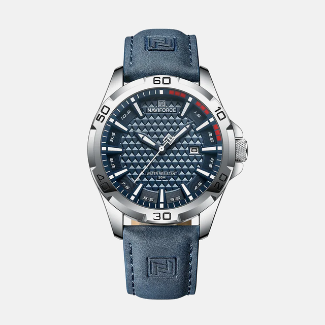 Kron Brixton affordable men's dress watch with a textured Gunmetal dial and leather strap