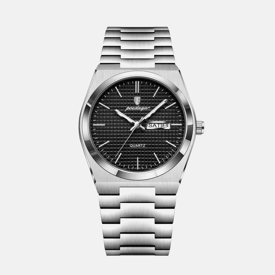 Kron Drake affordable men's watch with textured dial and integrated steel bracelet