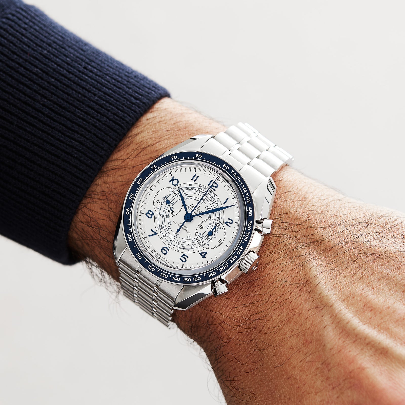 Speedmaster Chronoscope — Silver Dial, Blue Bezel