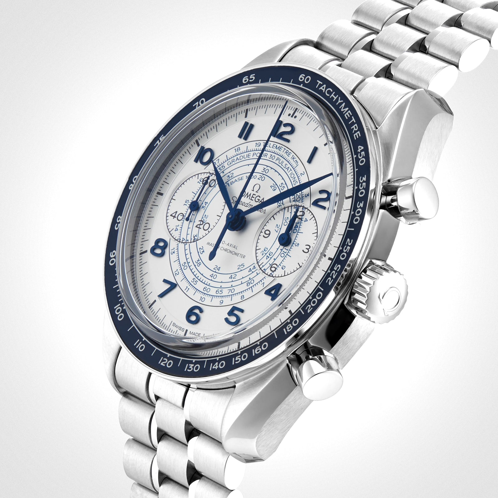 Speedmaster Chronoscope — Silver Dial, Blue Bezel