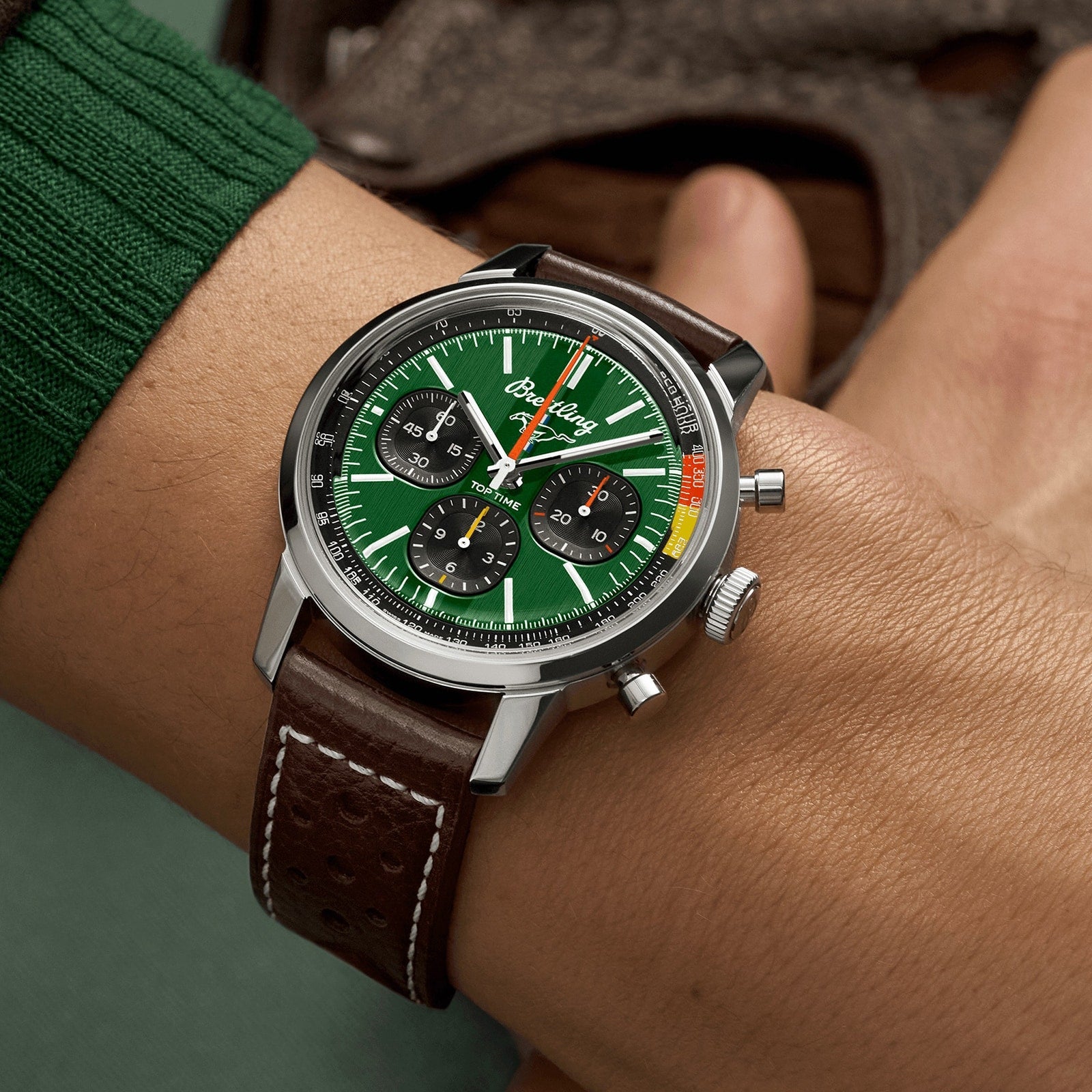 Top Time B01 Ford Mustang — Green Dial, Leather