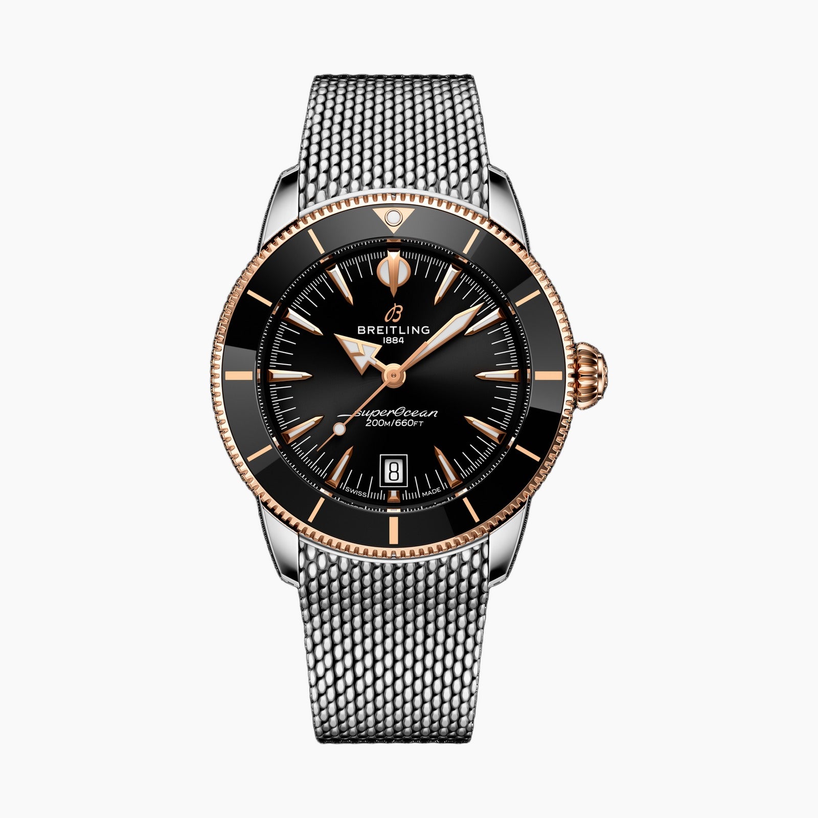 Superocean Heritage B31 Automatic 42 — Black Dial, Two-Tone Steel & 18K Rose Gold