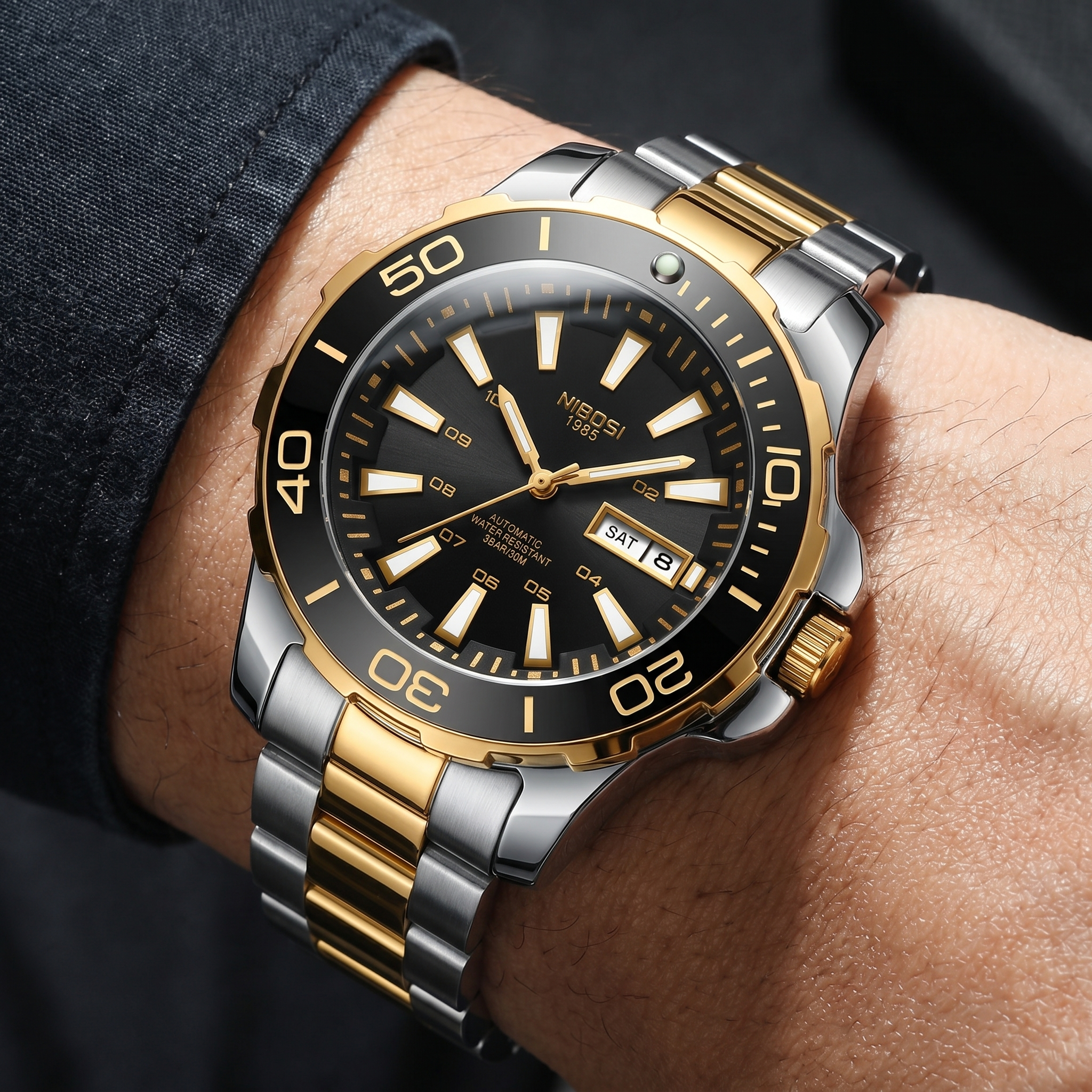 Kron Bramley — Two-Tone Obsidian — on the wrist