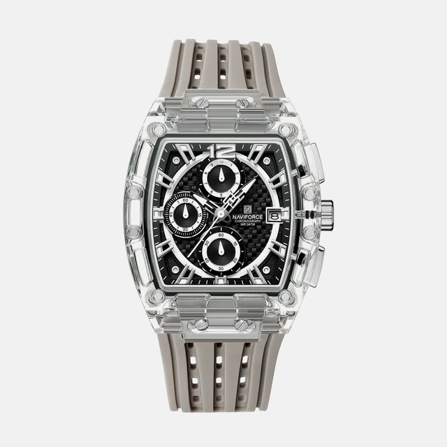 Kron Tycoon affordable men's chronograph watch with carbon-look dial and silicone sport strap