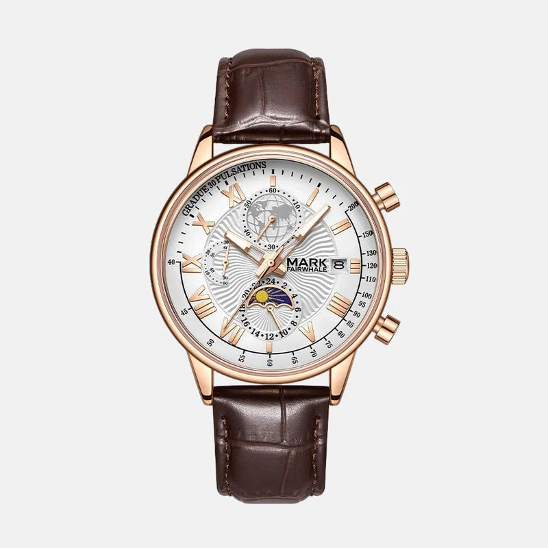 Kron Wimbledon moon-phase watch brown
