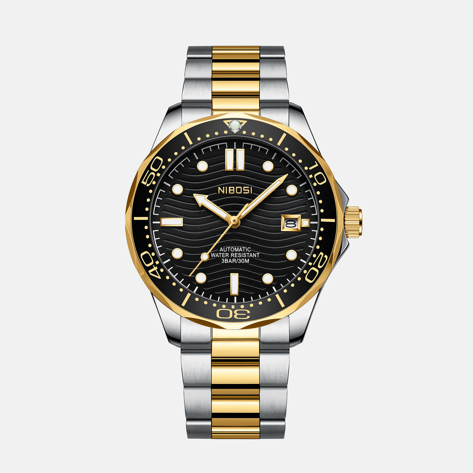 Kron Hawke affordable men's dive watch with textured dial and steel bracelet