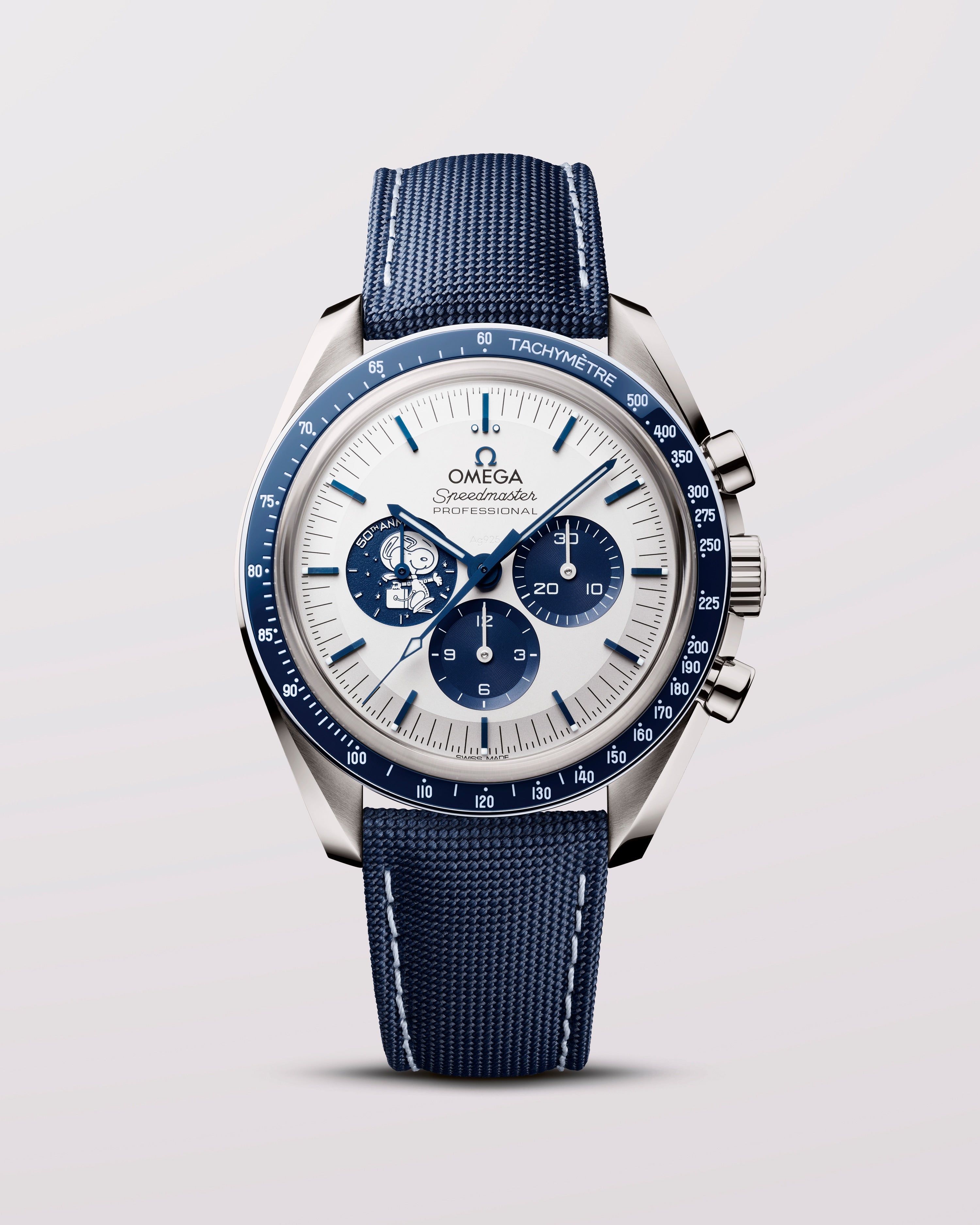 OMEGA Speedmaster Silver Snoopy — caseback Snoopy scene