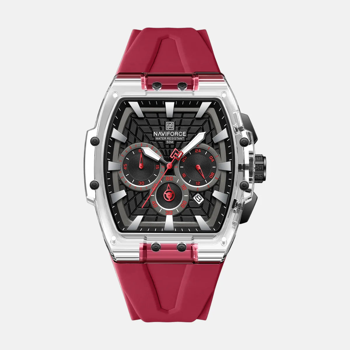 Kron Stockwell quartz chronograph watch red dial