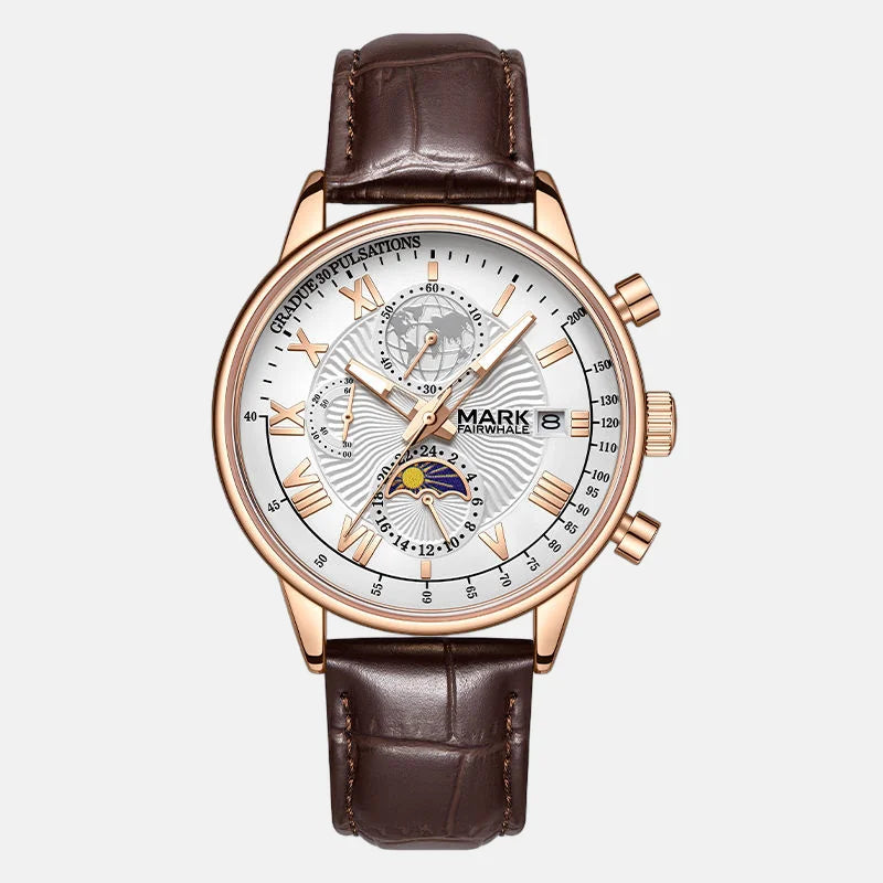 Kron Wimbledon moon-phase watch brown